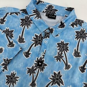 Bad Birdie‎ Palm Tree Polo Shirt Blue Black Golf Athletic Mens XXL (XL-read)